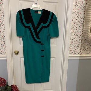 Adrianna Papell Teal and Black Dress